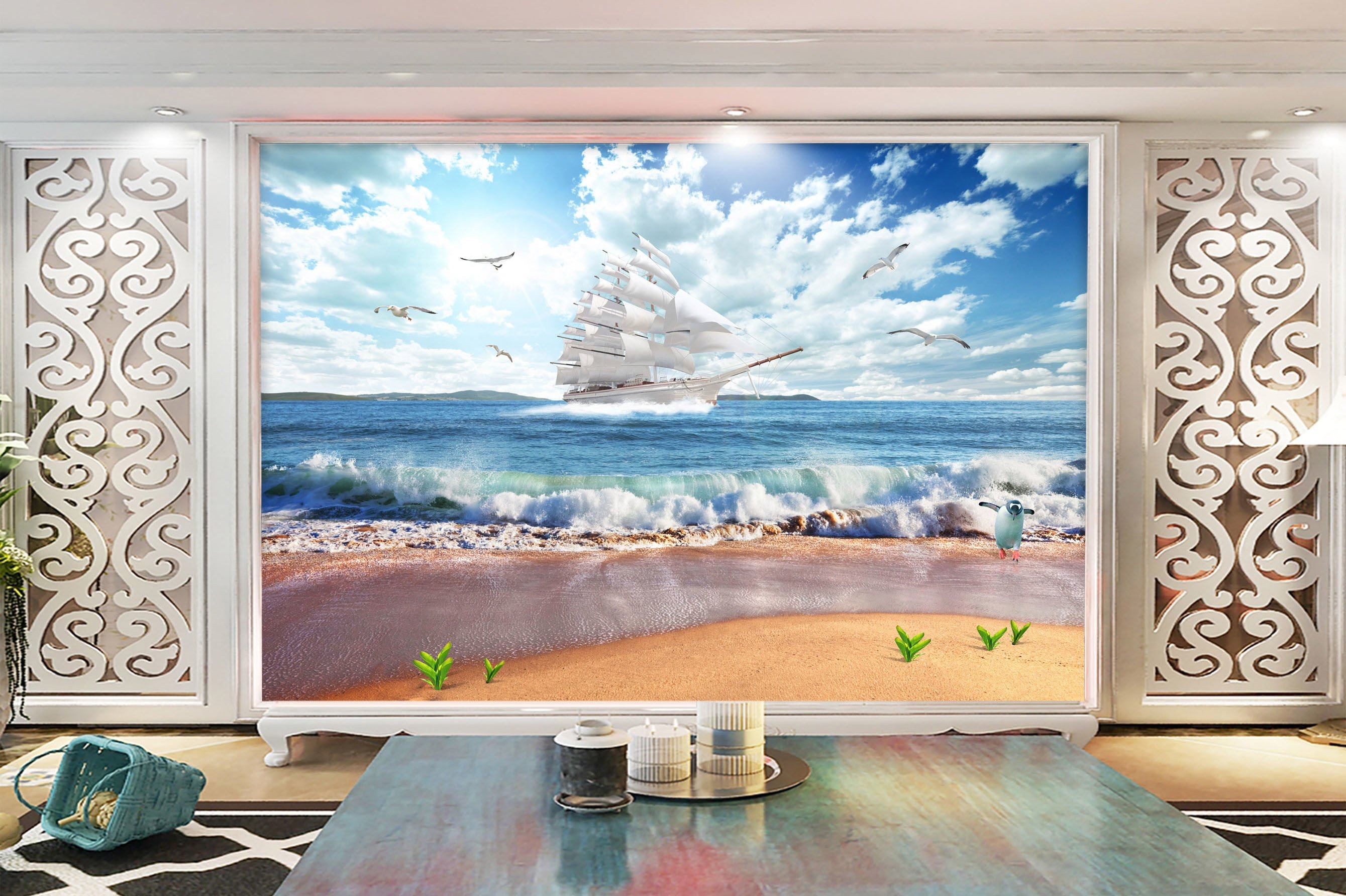 3D Sailing Boat 326 Wallpaper AJ Wallpaper 