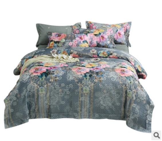 3D Grey Bottom Flowers 14109 Bed Pillowcases Quilt