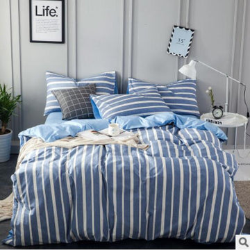 3D Blue Vertical Stripes 14207 Bed Pillowcases Quilt