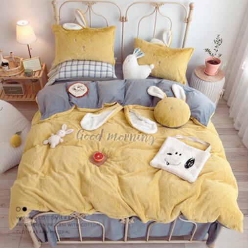 3D Yellow Gray 40024 Bed Pillowcases Quilt