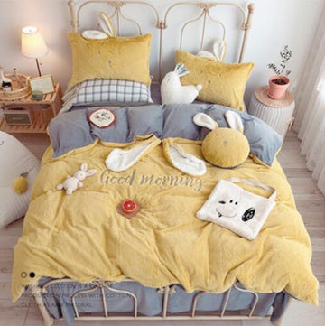 3D Yellow Gray 40024 Bed Pillowcases Quilt