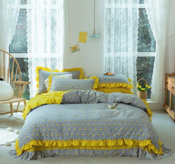 3D Gray Yellow 17166 Bed Pillowcases Quilt