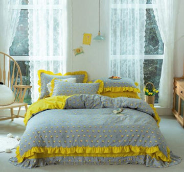 3D Gray Yellow 17166 Bed Pillowcases Quilt