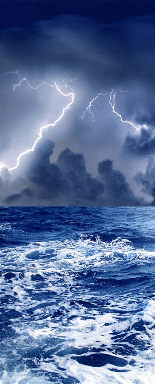 3D thunder night door sea mural Wallpaper AJ Wallpaper 