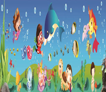 3D Children Swimming Fish 239 Wallpaper AJ Wallpaper 