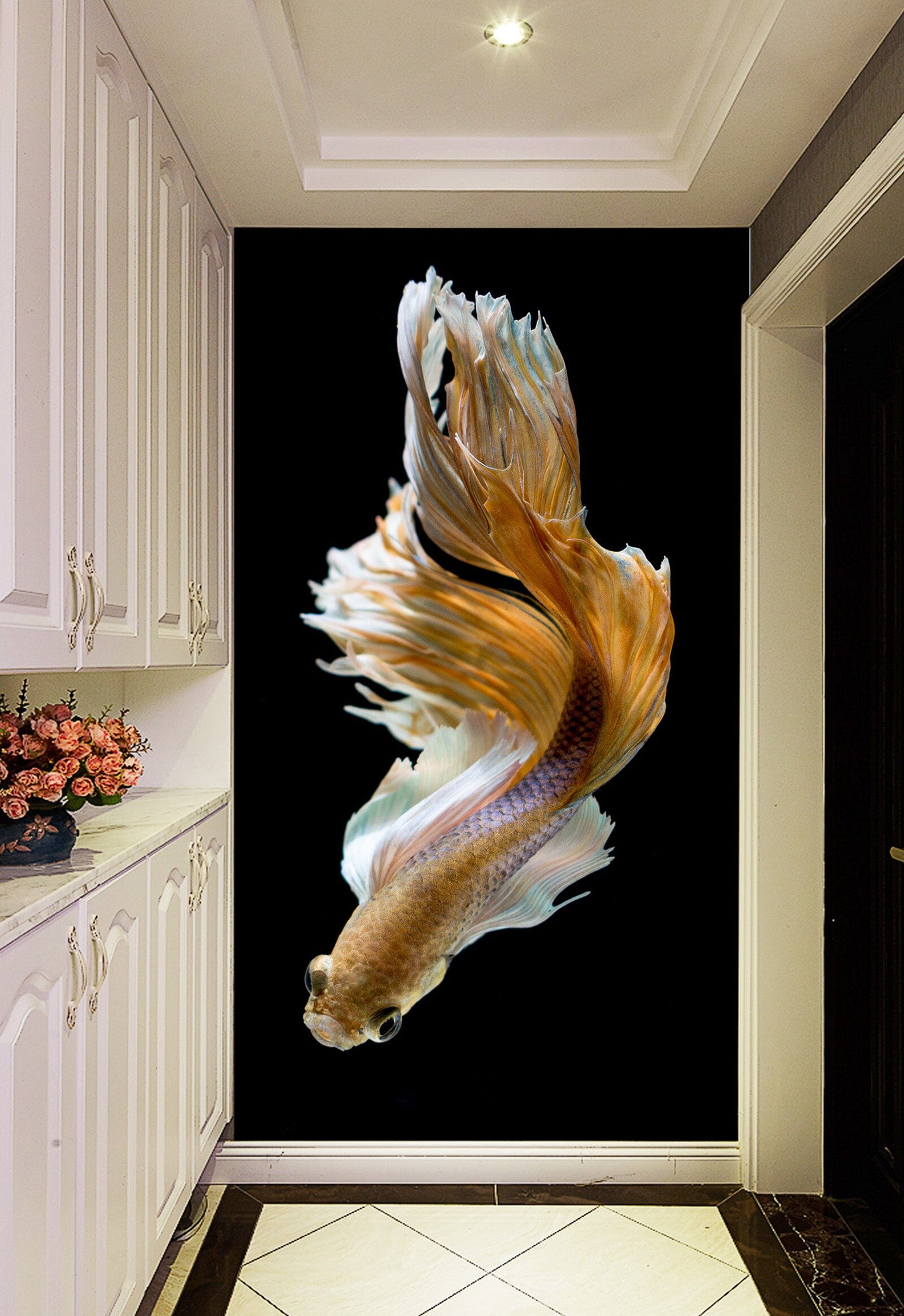 3D Yellow Koi 103 Wall Murals Wallpaper AJ Wallpaper 2 