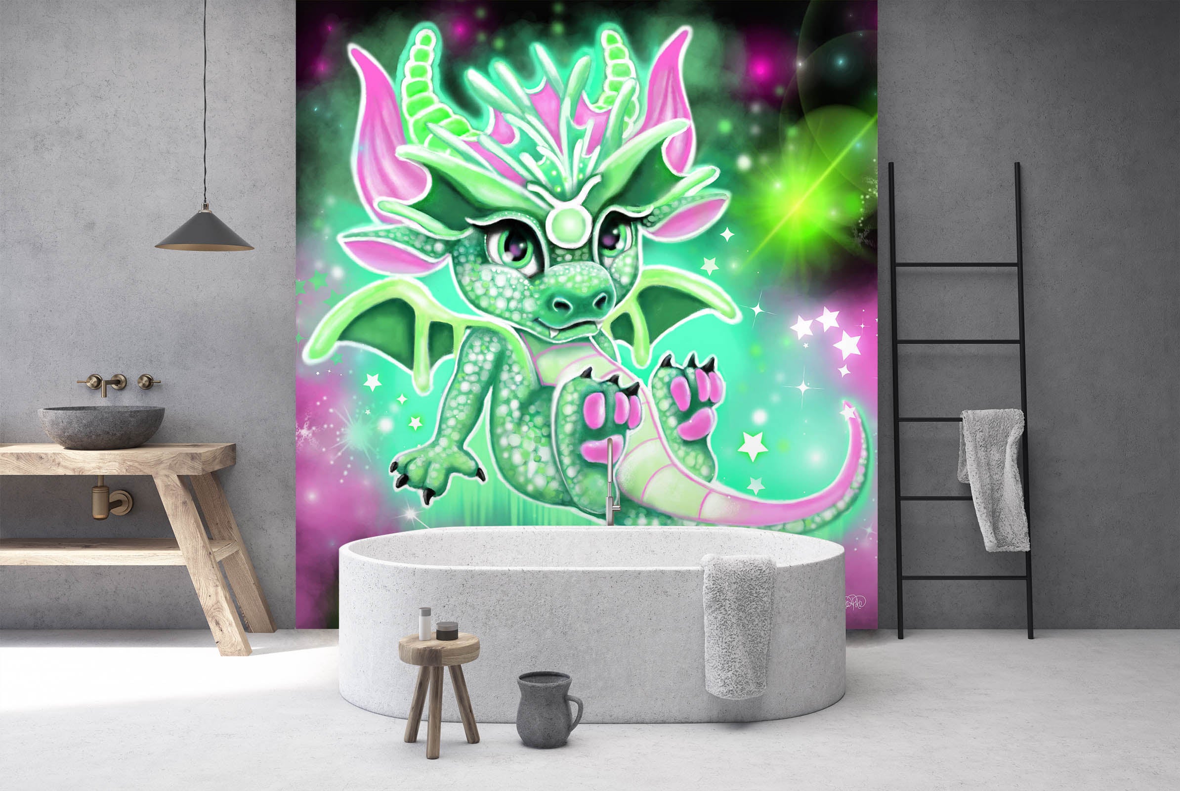 3D Green Dragon Taurus 8423 Sheena Pike Wall Mural Wall Murals