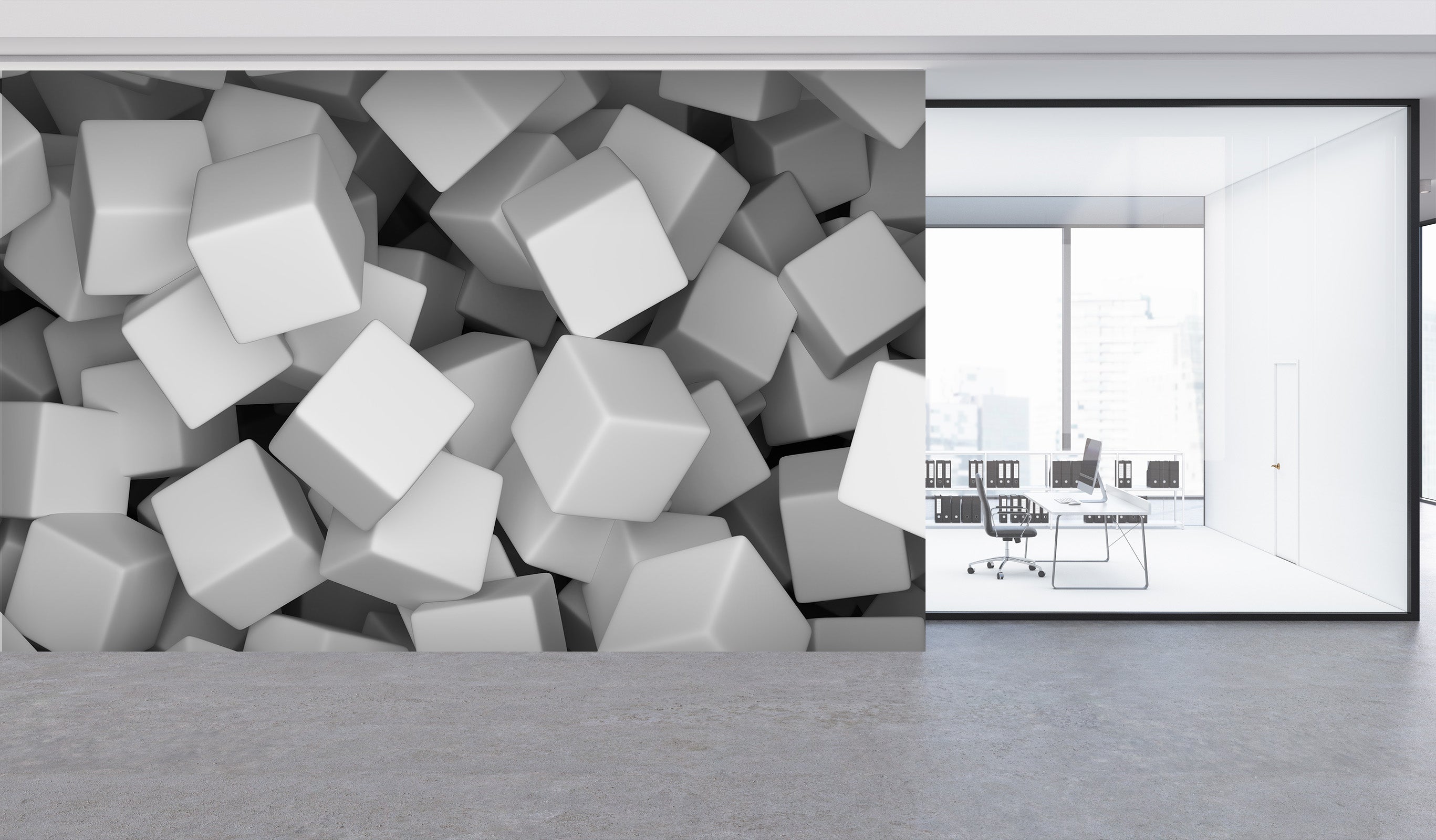 3D White Block 006 Wall Murals