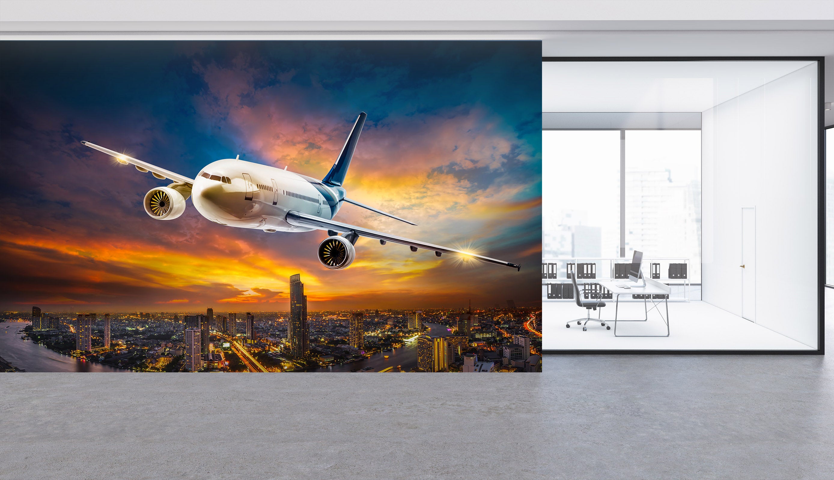3D Dusk Plane 272 Vehicle Wall Murals