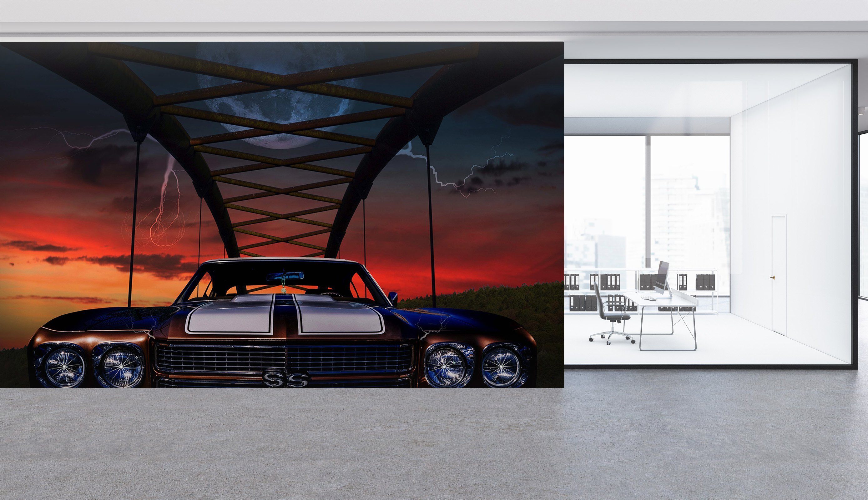 3D Bridge Car 948 Vehicle Wall Murals Wallpaper AJ Wallpaper 2 
