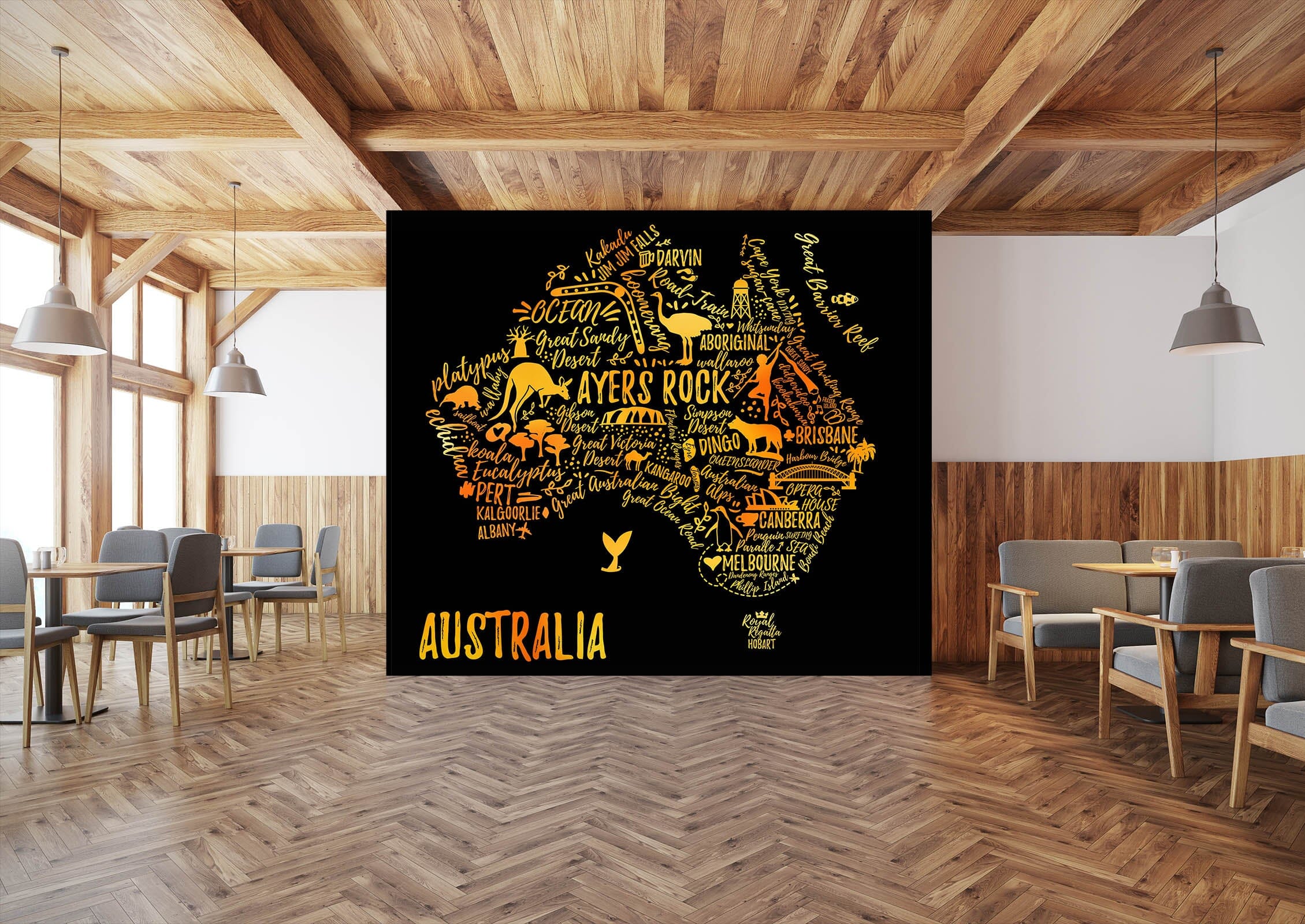 3D Golden Kangaroo 2064 World Map Wall Murals Wallpaper AJ Wallpaper 2 