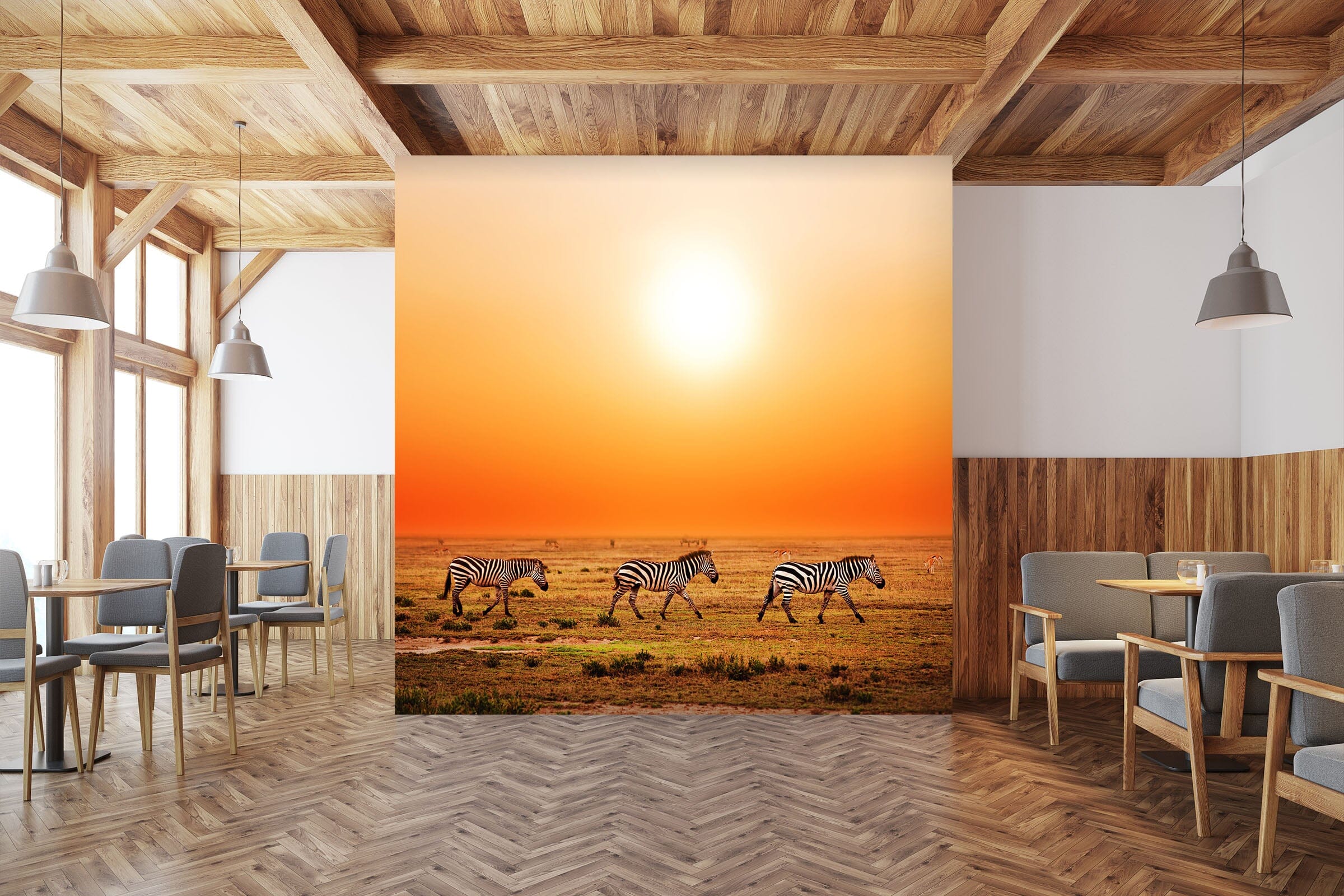 3D Sunset Zebra 246 Wall Murals Wallpaper AJ Wallpaper 2 