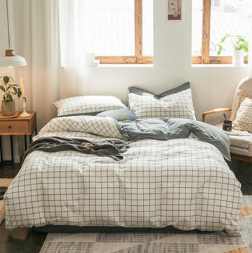 3D White Grid 50131 Bed Pillowcases Quilt