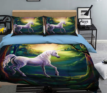 3D Tree Hole Unicorn 021 Bed Pillowcases Quilt Wallpaper AJ Wallpaper 