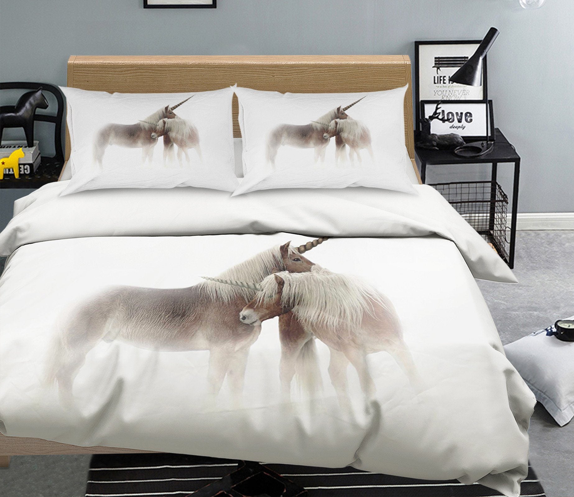 3D Embrace Unicorn 055 Bed Pillowcases Quilt Wallpaper AJ Wallpaper 