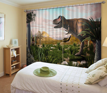 3D Cactus Dinosaur 160 Curtains Drapes Curtains AJ Creativity Home 