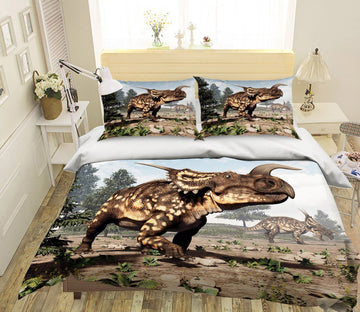 3D Horned Dragon Grazing 077 Bed Pillowcases Quilt Wallpaper AJ Wallpaper 