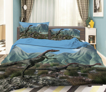 3D Mountain Dinosa 070 Bed Pillowcases Quilt Wallpaper AJ Wallpaper 