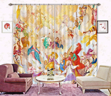 3D Heavenly White Pigeon 039 Curtains Drapes Curtains AJ Creativity Home 