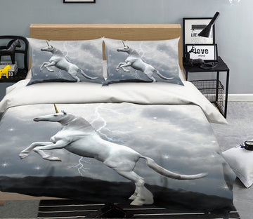 3D Lightning Star Unicorn 026 Bed Pillowcases Quilt Wallpaper AJ Wallpaper 