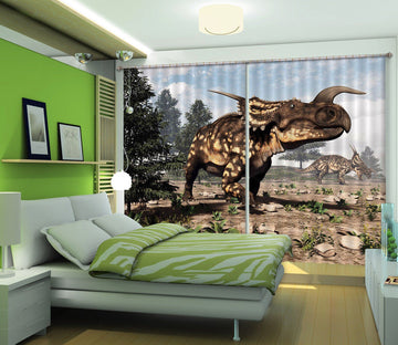 3D Sunlight Dinosaur 144 Curtains Drapes Curtains AJ Creativity Home 