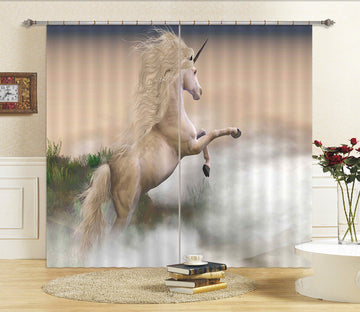 3D White Fog Unicorns 117 Curtains Drapes Curtains AJ Creativity Home 