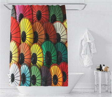 3D Colored Paper Umbrella 002 Shower Curtain 3D Shower Curtain AJ Creativity Home 