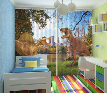 3D New York Dinosaur 153 Curtains Drapes Curtains AJ Creativity Home 
