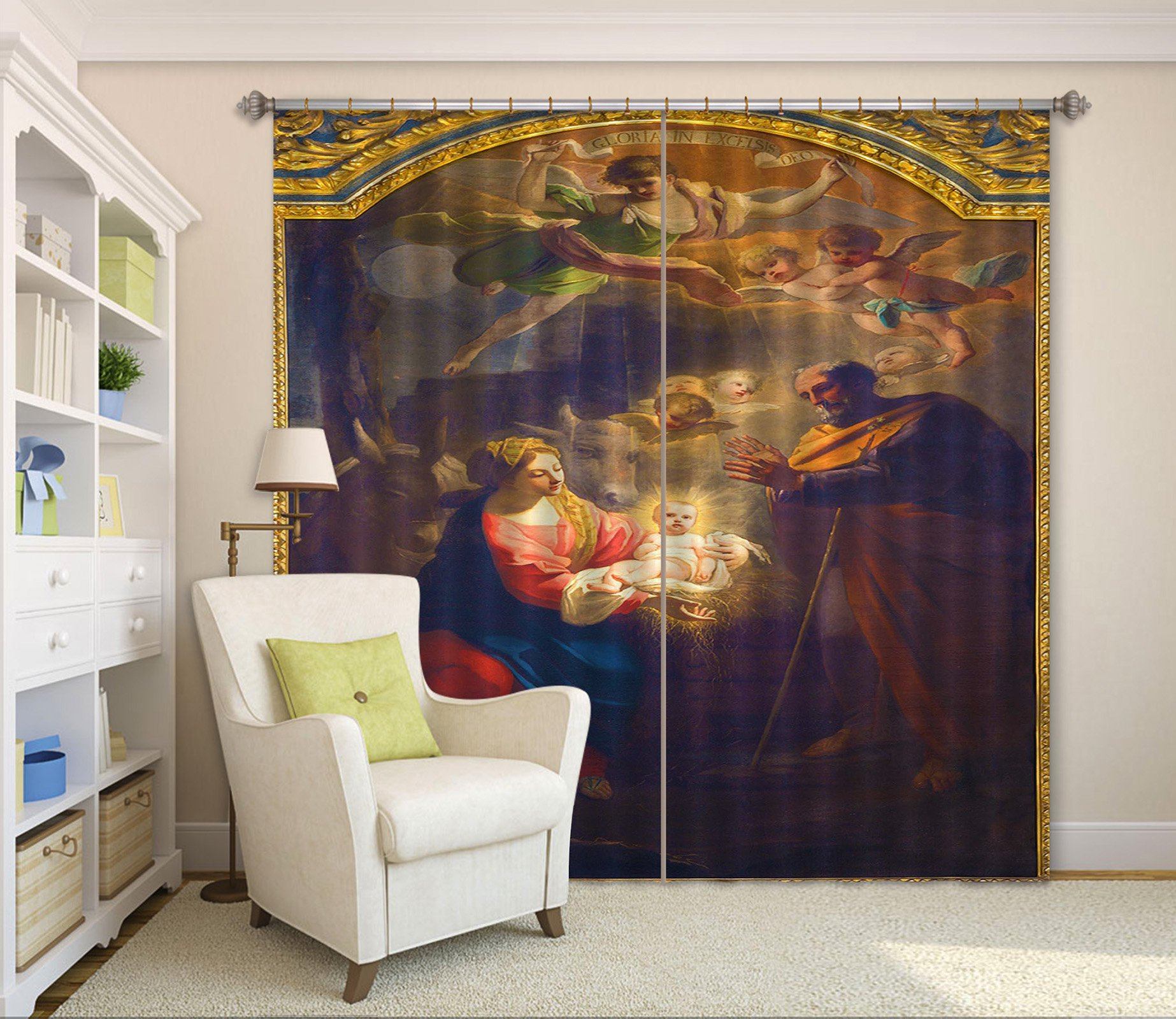 3D Holy Light Baby 041 Curtains Drapes Curtains AJ Creativity Home 