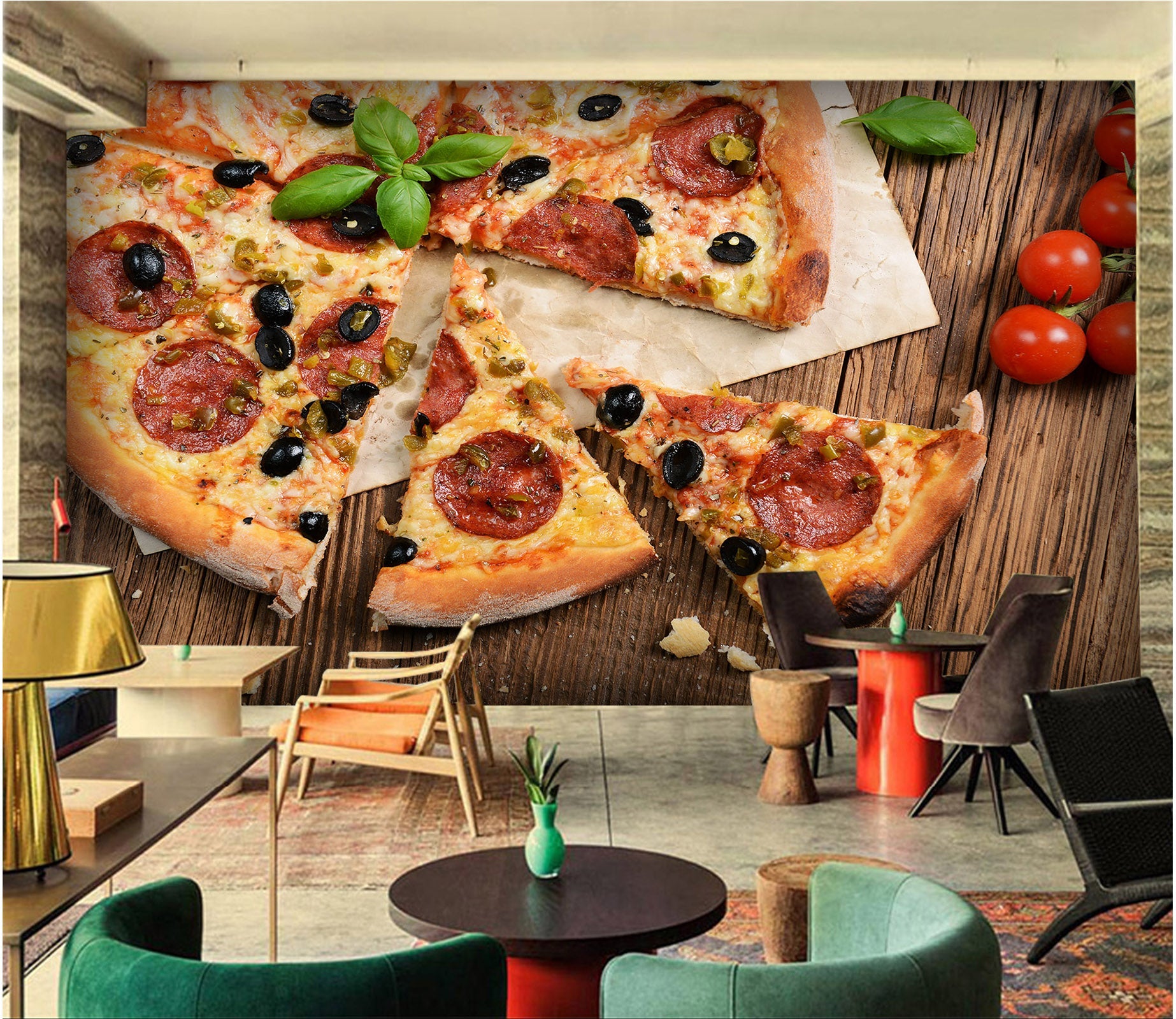 3D Ham Pizza 058 Food Wall Murals Wallpaper AJ Wallpaper 2 