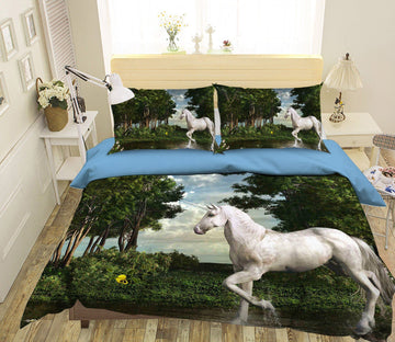 3D Treading The Woods Unicorn 016 Bed Pillowcases Quilt Wallpaper AJ Wallpaper 