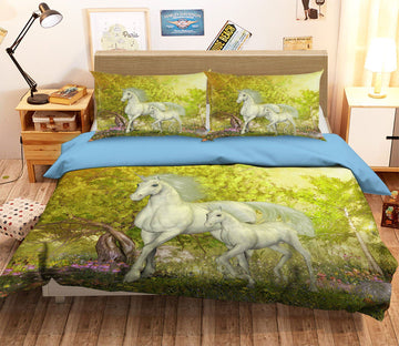 3D Woods Mushroom Unicorn 044 Bed Pillowcases Quilt Wallpaper AJ Wallpaper 