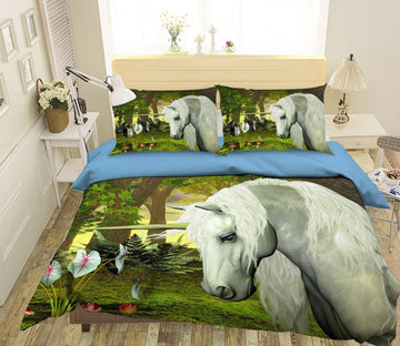 3D Mushroom Unicorn 032 Bed Pillowcases Quilt Wallpaper AJ Wallpaper 