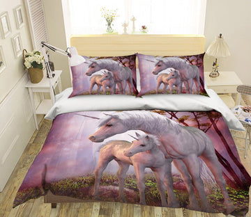 3D Mutual Dependence Unicorn 058 Bed Pillowcases Quilt Wallpaper AJ Wallpaper 