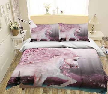 3D Peach Blossom Unicorn 047 Bed Pillowcases Quilt Wallpaper AJ Wallpaper 