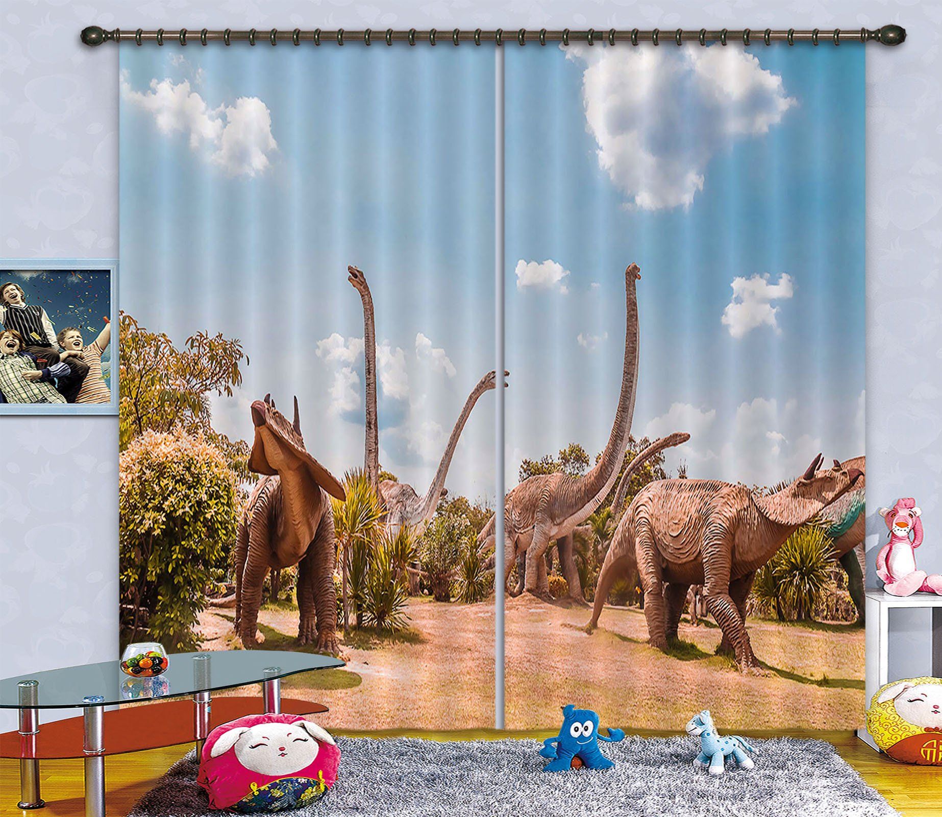 3D Thunder Dragon Howling 156 Curtains Drapes Curtains AJ Creativity Home 