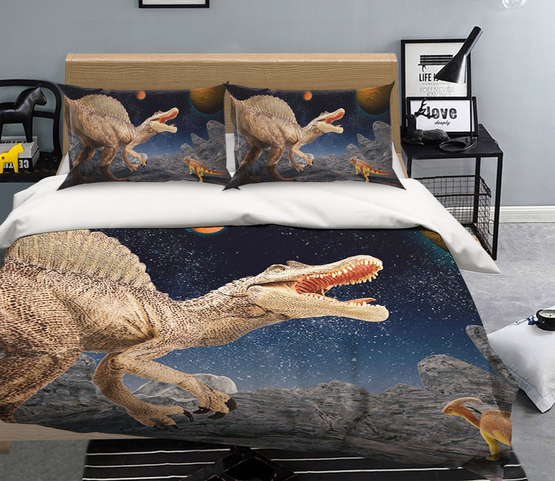 3D Planetary Dinosaur 087 Bed Pillowcases Quilt Wallpaper AJ Wallpaper 