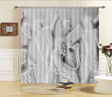 3D Old Man Cross 030 Curtains Drapes Curtains AJ Creativity Home 