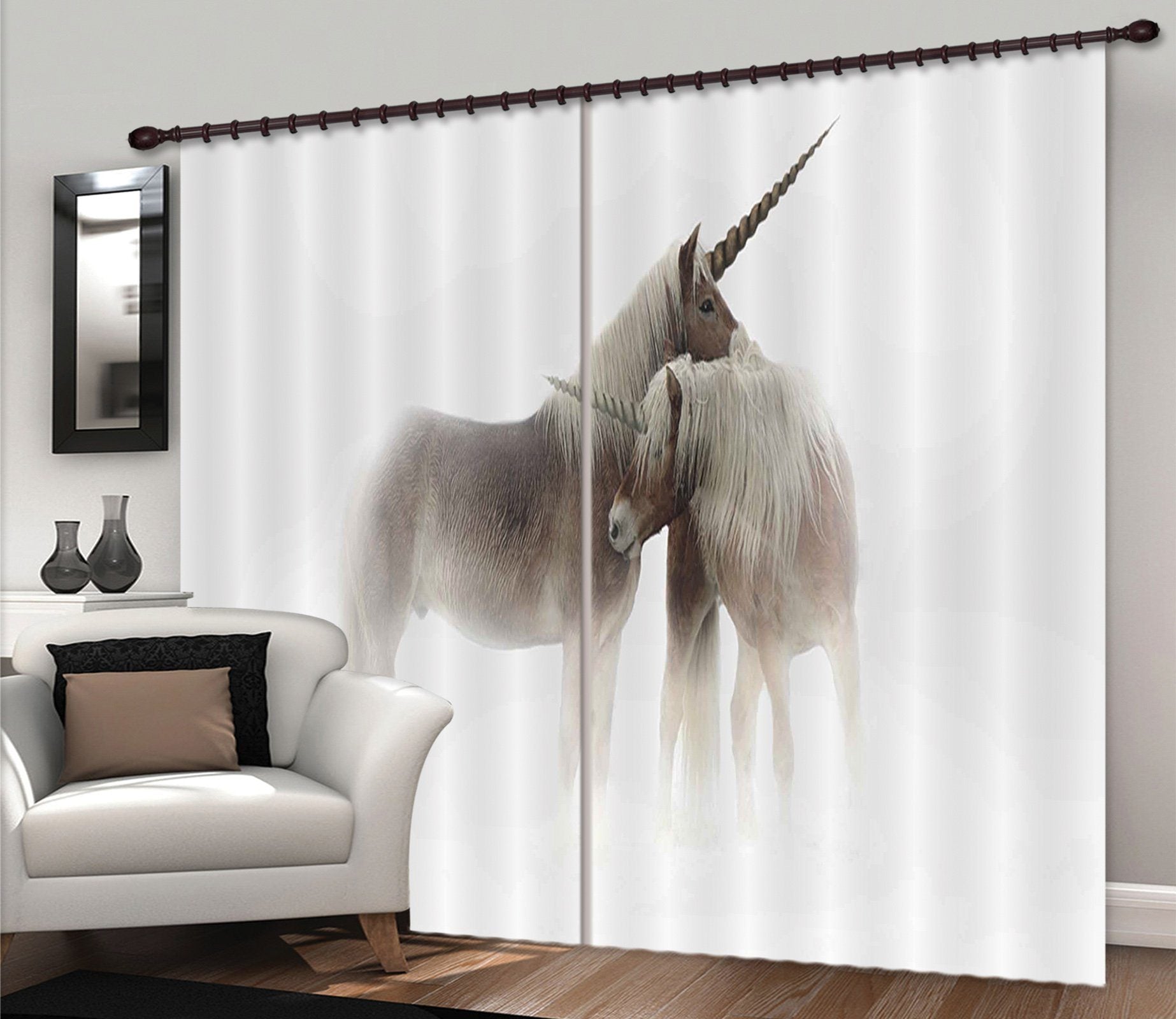 3D Embrace Unicorns 120 Curtains Drapes Curtains AJ Creativity Home 