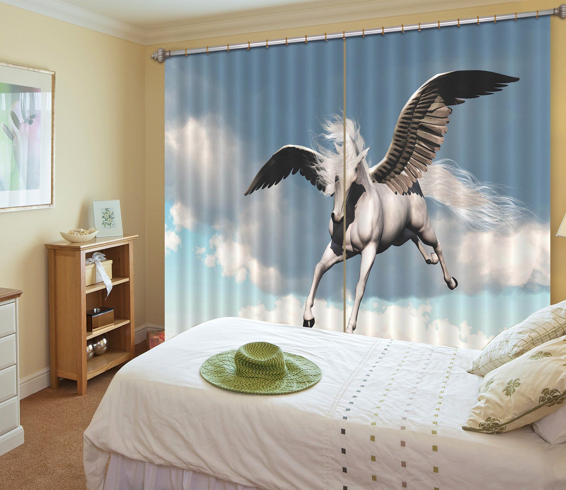 3D Flying Wings Unicorns 095 Curtains Drapes Curtains AJ Creativity Home 