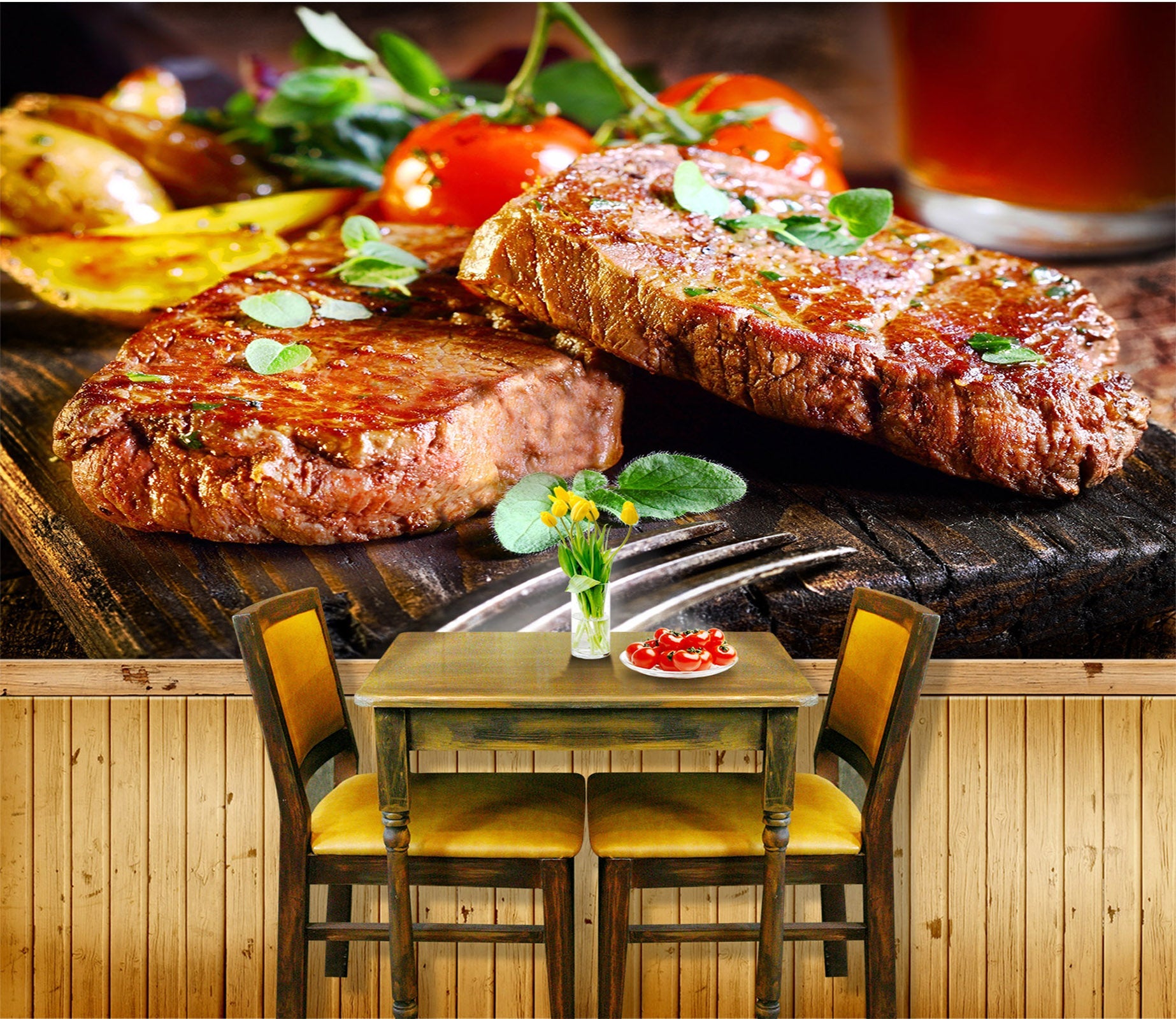 3D Delicious Steak 055 Food Wall Murals Wallpaper AJ Wallpaper 2 