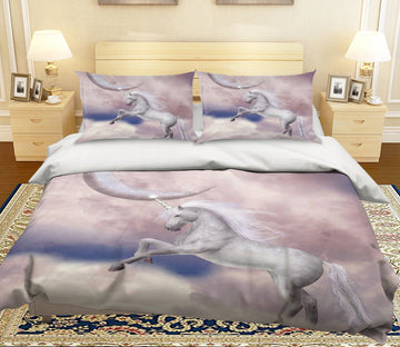 3D Moon Jump Unicorn 013 Bed Pillowcases Quilt Wallpaper AJ Wallpaper 