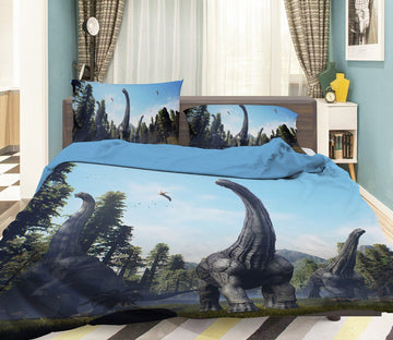 3D Pterosaur Brontosaurus 079 Bed Pillowcases Quilt Wallpaper AJ Wallpaper 
