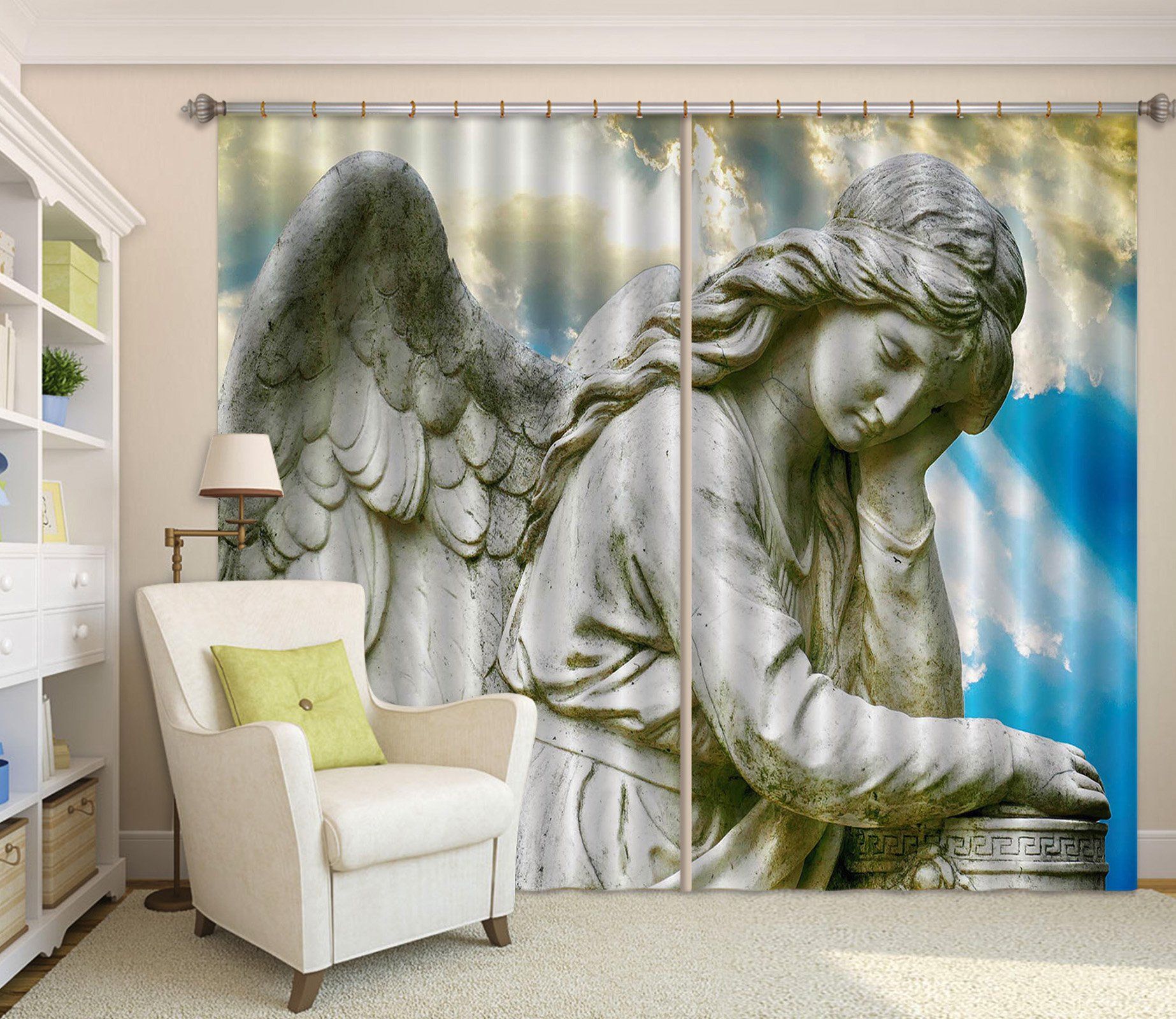 3D Angel Meditation 063 Curtains Drapes Curtains AJ Creativity Home 