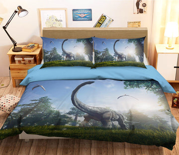 3D Sunshine Brontosaurus 078 Bed Pillowcases Quilt Wallpaper AJ Wallpaper 