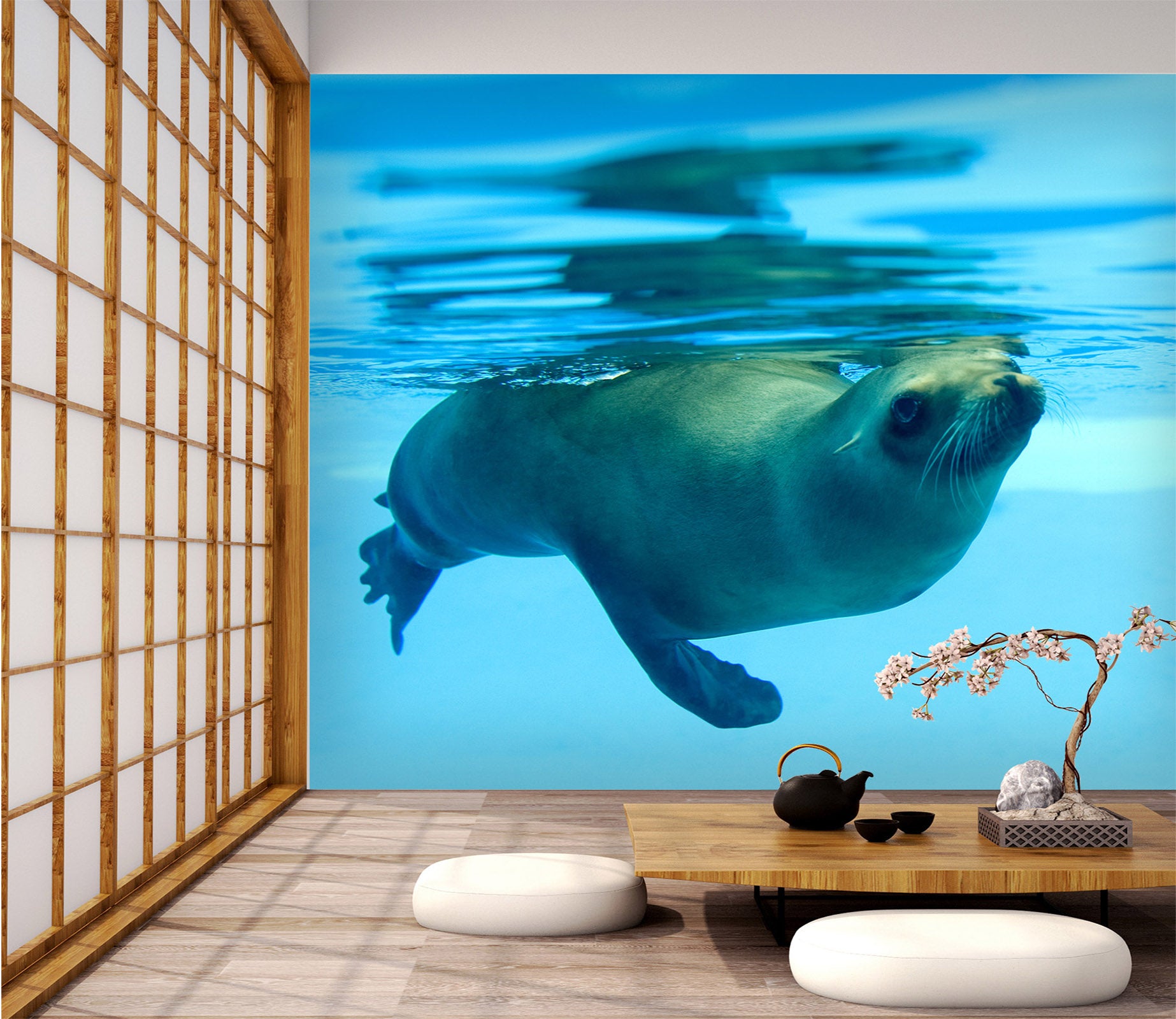 3D Deep Sea Seal 018 Wall Murals Wallpaper AJ Wallpaper 2 