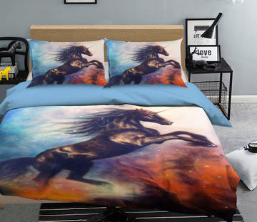 3D Star Black Unicorn 014 Bed Pillowcases Quilt Wallpaper AJ Wallpaper 