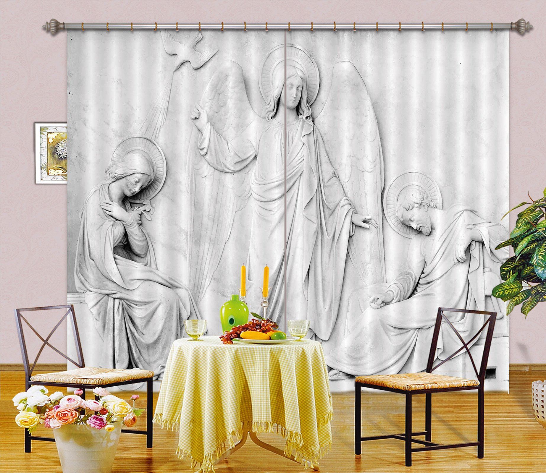 3D Contemplative White Pigeon 046 Curtains Drapes Curtains AJ Creativity Home 