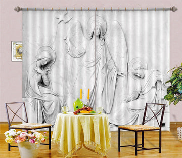 3D Contemplative White Pigeon 046 Curtains Drapes Curtains AJ Creativity Home 