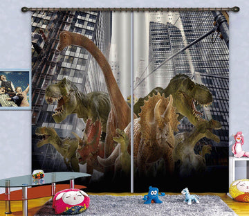 3D Building Dinosaurs 151 Curtains Drapes Curtains AJ Creativity Home 